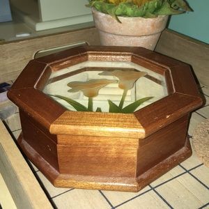 Floral wooden antique jewelry box